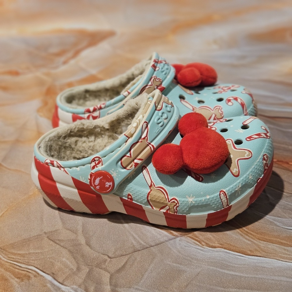 Disney Mickey Mouse Christmas Crocs Kids C7 Holiday Treats Fleece Lined